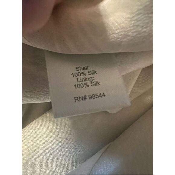 Beth Bowley Green & White 100% Silk Sleeveless Dress Size 10 - Picture 8 of 9